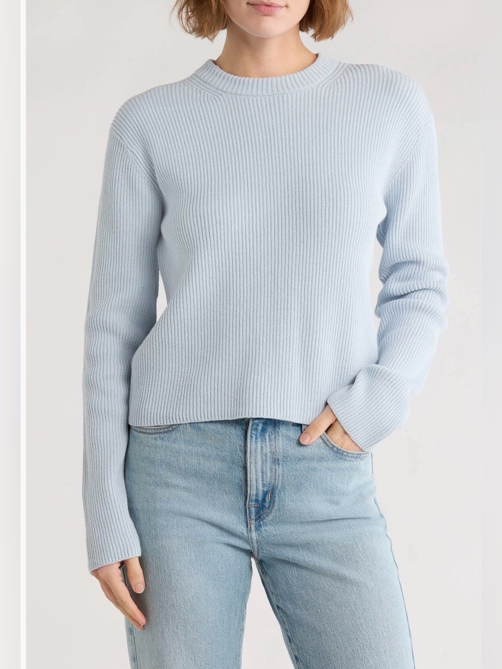 Vince Light Blue Ribbed Crewneck Sweater